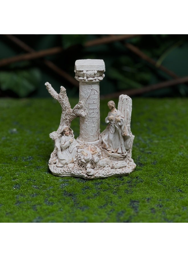 Nativity Scene Decorative Figurine with Holy Family and Angel – Resin Christmas Home Décor - Image 2